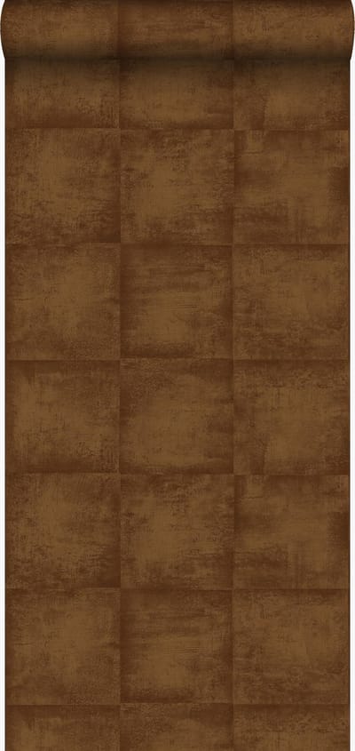 Origin Wallcoverings behang effen glanzend koper bruin - 53 cm x 10.05 m - 326312