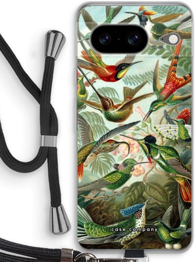 Case Company® - Hoesje met koord geschikt voor Google Pixel 8 hoesje met Koord - Haeckel Trochilidae - Telefoonhoesje met Zwart Koord - Bescherming aan alle Kanten en Over de Schermrand