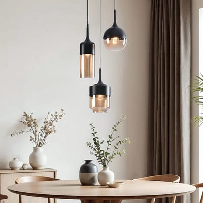 LumenXL Hanglamp Victor - amber glas - zwarte details