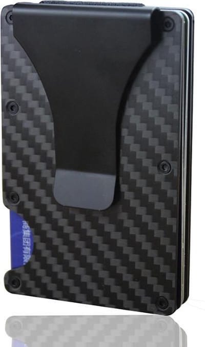 CHPN - Kaarthouder met Geldclip - Card holder -Anti RFID - Portemonnee - Carbonlook - Money clip- Cadeau - Vaderdag - Zwart - Creditcards - Pashouder - Carbonlook