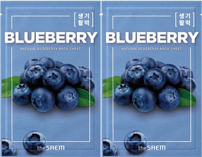 The SAEM Natural Blueberry Gezichtsmasker - Energieboost Face Mask voor een Jeugdige Stralende Huid - 2 x 21 ml