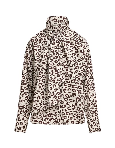 Essentiel Antwerp Pussy Bow Tie Shirt Blouses Bruin Khaleesi