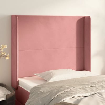 vidaXL - Hoofdbord - met - randen - 83x16x118/128 - cm - fluweel - roze