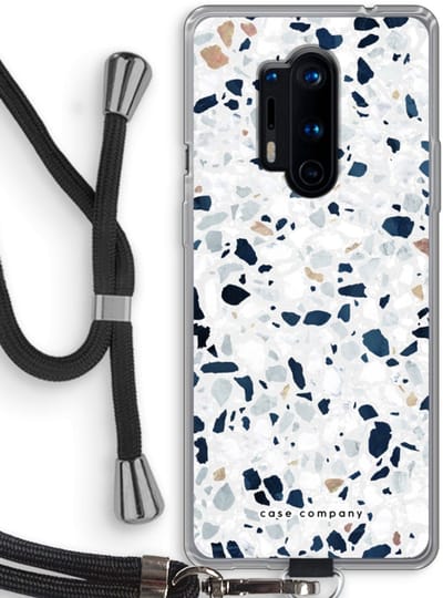 Case Company® - Hoesje met koord geschikt voor OnePlus 8 Pro hoesje met Koord - Terrazzo N°1 - Telefoonhoesje met Zwart Koord - Bescherming aan alle Kanten en Over de Schermrand