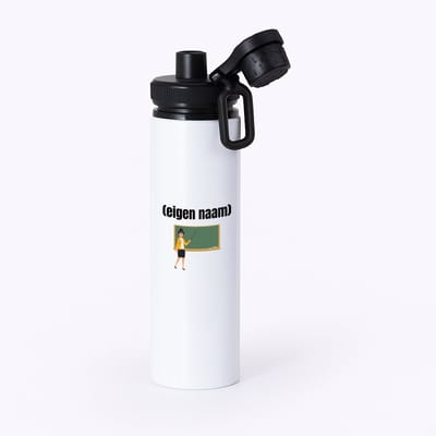 Hacebo® - docent met krijtbord met eigen naam waterfles met draaidop zwart - Docent - leraren - jufvrouw - cadeau - verjaardag - kado - water fles - 850ML