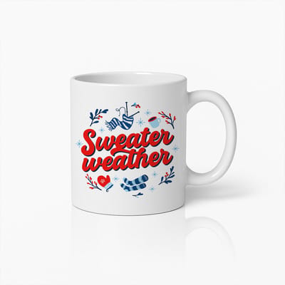 Sweater Weather Mok 330ml – Gezellige Winter Koffiebeker, Perfect Seizoenscadeau voor Koude Dagen, Vrienden en Familie