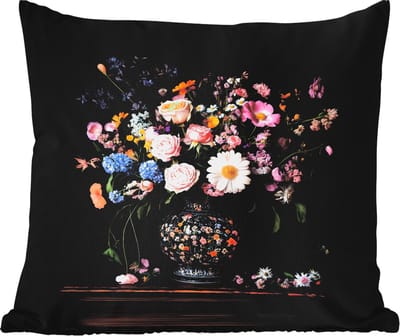 Buitenkussen Weerbestendig - Bloemenvaas - Hout - Bloemen - Boeket - 50x50 cm