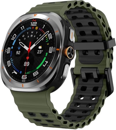 Siliconen bandje - geschikt voor Samsung Galaxy Watch Ultra (47mm) / Ultra 2025 (47mm) - ocean stijl met gesp - groen zwart
