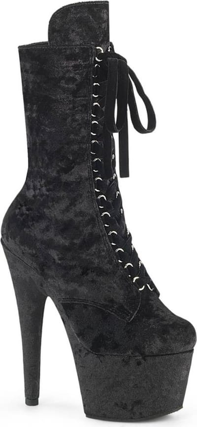 Pleaser - ADORE-1045VEL Plateau Laarzen, Paaldans schoenen - US 7 - 37 Shoes - Zwart