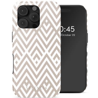 Selencia Hoesje - Geschikt voor Apple iPhone 16 Pro Max - Backcover geschikt voor MagSafe - Beige Zigzag