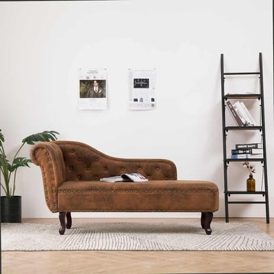 vidaXL - Chaise - longue - kunstsuède - bruin