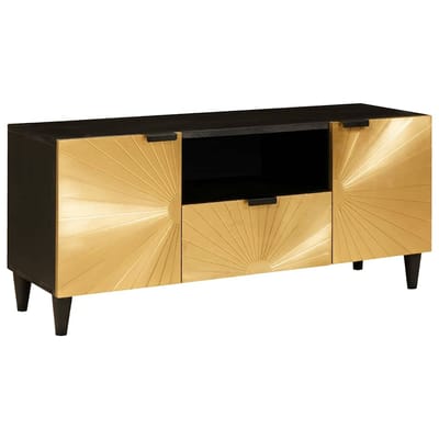 vidaXL - TV - Kast - Zwart - en - Goud - 105 - x - 33 - x - 46 - cm - Bewerkt - hout