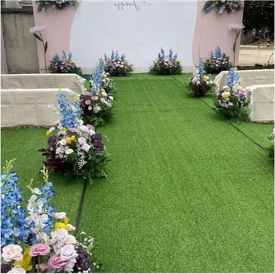 Kunstgras, kunstgras gras gazon, drainage huisdier hond kunstgras mat, tuin achtertuin bruiloft tapijt, aangepaste maat (kleur: groen-2 cm, maat: 100 x 400 cm)