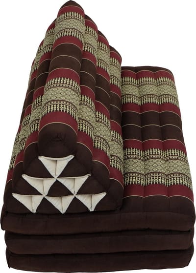 Fine Asianliving Thais Kussen Meditatie Driehoek Vloer Ligmat Yoga Uitklapbaar Kapok 80x190cm XXXL Zwart Rood Meditatie Mat Matras
