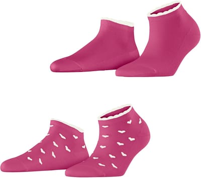 Esprit Little Hearts 2-Pack kort gedessineerd katoen Multipack Korte sokken dames roze - maat 35-38