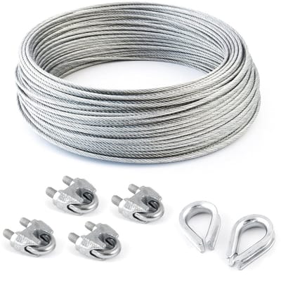 Staaldraad Set - Verzinkt Kabel - Hekwerk Bouwen - Inclusief Clips - 30 Meter 10mm - Zilverkleurig