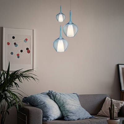 Ideal Lux hanglamp Kalique 1, blauw, Ø 18 cm, kunststof