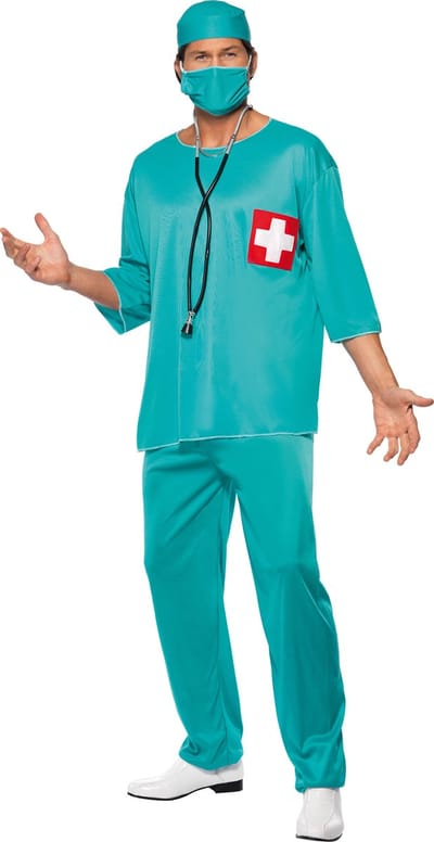 Smiffys Chirurg dokters kostuum - voor volwassenen - Carnaval verkleedkleding - groen - 4 delig 52/54