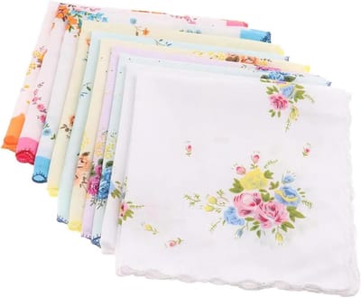 Dames zakdoeken - Bloemen kant - Mode accessoire - Vintage bloemenprint - 10 stuks - Mix pack