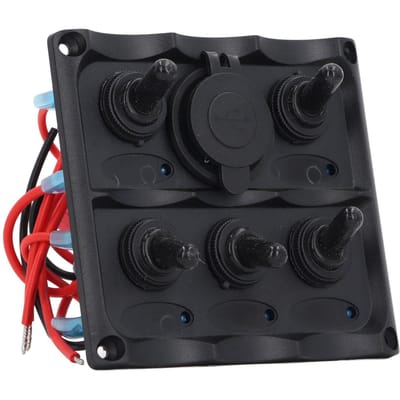 Tuimelschakelaar Paneel 2 USB-poorten 5-voudig Tuimelschakelaar Paneel Marine Schakelaar Paneel met Waterdicht black