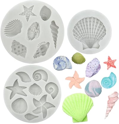 Dailygoods - Set van 3D zeedieren siliconen vorm, 3D zeedieren bakvorm set voor fondant, chocolade, fudge, pudding, taartdecoratie, ijsblokjes, handgemaakte zeep