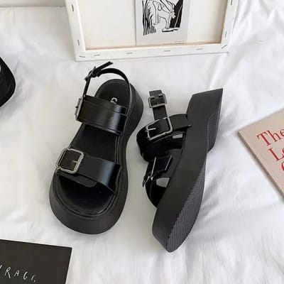 Mode Platform Sandalen Dames Zomerschoenen Gesp Slippers Casual Sandalen Dames Sportschoenen Zomer Sandalia Mujer 36 zwart