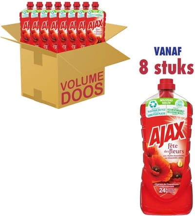 Ajax Allesreiniger Fête des fleurs - Rode bloemen (8 x 1,25L)