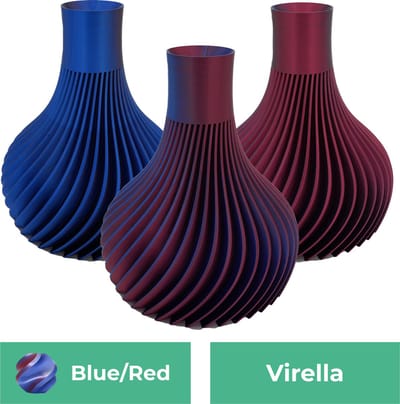 Virella moderne vaas – Decoratieve vaas - Blauw / Rood - 3d geprinte vaas – geschikt voor droogbloemen - 20CM
