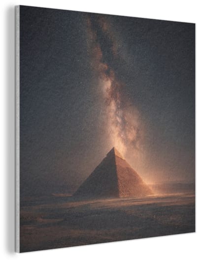 Akoestisch wandpaneel 40x40 cm - Vilt schilderij Piramide - Woestijn - Licht - Akoestische panelen - Geluidsdempende wanddecoratie - Geluidsisolatie woonkamer - Muurdecoratie geluidspanelen