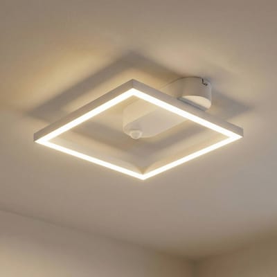 Lindby LED plafondlamp Yulla, wit, bewegingsmelder