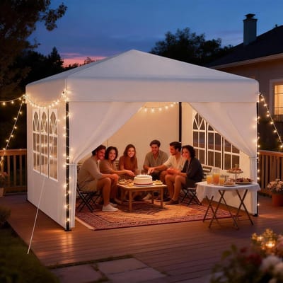 Pop-up paviljoen - Partytent vouwbaar - Buitenfeesten organiseren - Opbouw met één hand - 2.5x2.5 m - Wit