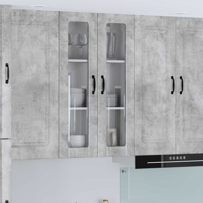 vidaXL - Wandglas - Kasten - LUCCA - Betongrijs - 60 - x - 31 - x - 100 - cm - Bewerkt - hout