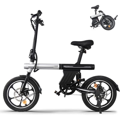 AVDLEU AVDL EU Unisex Opvouwbare E-Bike 16 inch, geschikt voor woon-werkverkeer & licht off-road gebruik, tot 30 km bereik met 36V 12.8Ah accu A11-EU