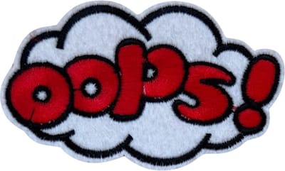 Patchy® – Oops Tekstwolk Strijk Applicatie Embleem Patch 8.8 cm / 5.4 cm / Rood Wit Zwart - Patches