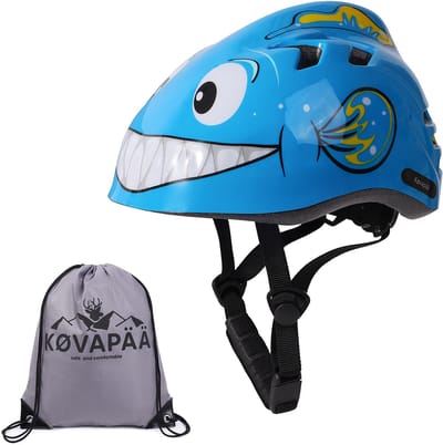 Køvapää® Blauwe Vis Fietshelm Kinderen - Maat 49-53 CM - 2 t/m 5 jaar - XS/S - Fietshelm Jongens- Fietshelm Meisjes - Fietshelm Kind