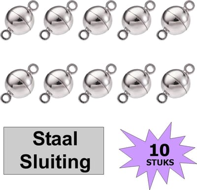 Fako Bijoux® - Magnetische Sluiting - Magneet Sluitingen - Sieraden Maken - Metaal - 11x6mm - 10 Stuks - Staalkleurig