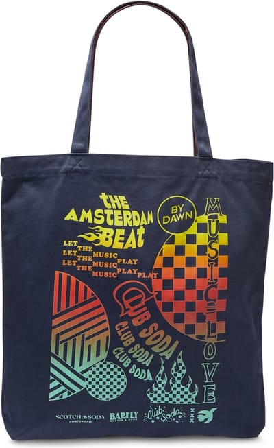 SCOTCH & SODA Schoudertas Canvas Artwork Tote Night Donkerblauw
