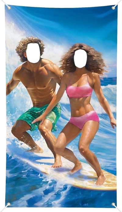 Zomerse Surf Feestdecoraties voor Koppels - Achtergrond voor Foto's op het Strand, Perfect voor Zomerfeesten en Evenementen