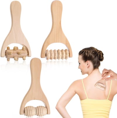 3 stuks Houten Massage-instrumenten – Massagerollers – Handmatige Spierroller – Ontspanning voor Hele Lichaam, Benen, Dijen & Handen