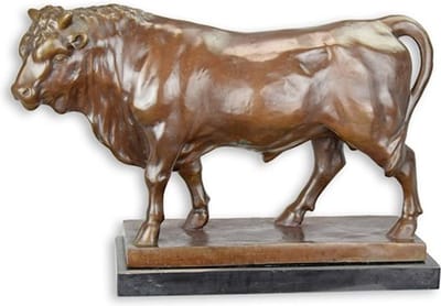 Stier - Bronzen Beeld - Brons Sculptuur - Kunst Decoratie - Bull - 16x48x34