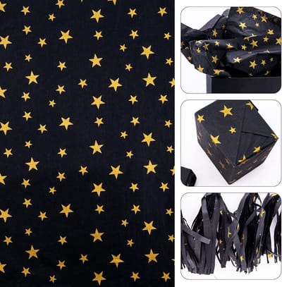 60 vellen tissuepapier zwart met gouden sterren - luxe cadeaupapier 35,5 x 50 cm