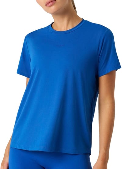 Björn Borg Sportshirt Dames Korte Mouwen Vrouwen - Gerecycled Polyester - Monaco Blauw - Maat L