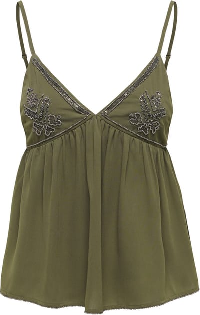 Regular fit blousetop met parelborduursel model 'JAVUN'