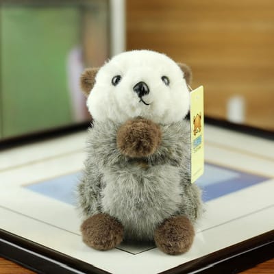 Schattige Grijze Zeeotter Met Schelp Pluche Sleutelhanger Zacht Gevuld Zee Dieren Tas Hanger Kawaii Otter Pluche Verjaardagscadeaus Meisje 15cm white