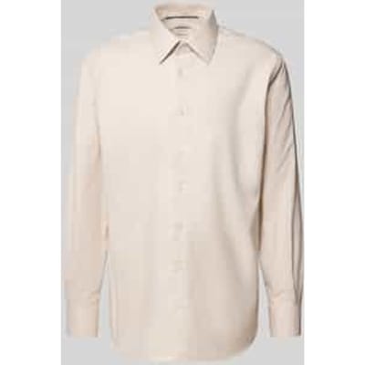 ETERNA modern fit overhemd - structuur - beige - Strijkvrij - Boordmaat: 45
