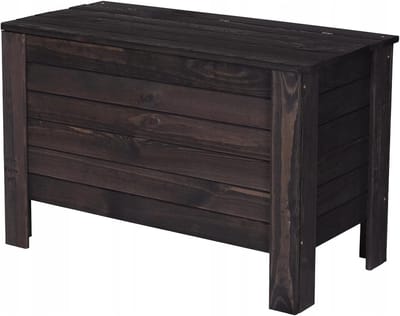 Tuinkist Opbergbox - Houten Kist - Buiten Opbergen - Massief Grenenhout - 80x52x40 cm - Zwart