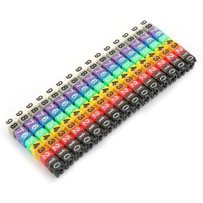 Étiquette de numéro de fil de tube numérique Marqueur de câble de tube coloré (100 pièces 6 mm2)
