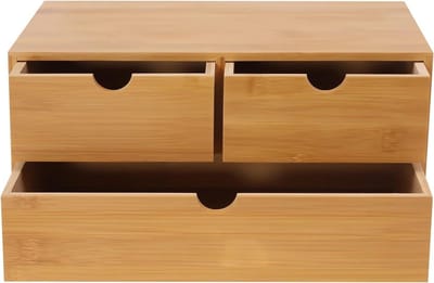 Ladebox Bamboe - Bureau Organizer - Bureau Opbergen - Natuurlijk Bamboe Materiaal - 33 x 19 x 16 cm - Houtkleur