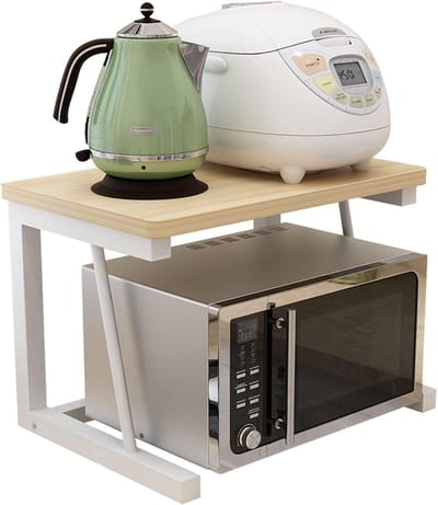 Magnetron Opbergrek Magnetron Houten Plank Stand Metalen Magnetron Rek Enkellaags Keuken Organizer Aanrecht Ruimtebesparende Stand/Houtkleur