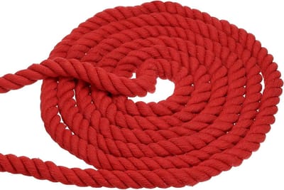 Katoenen Touw - Gedraaid Touw Wanddecoratie Touw - Ambachtelijke Projecten - Drie-strengs Twist - 3/4 Inch x 100 Voet - Rood